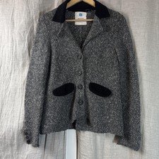 Sparrow Sweater Womens XL Gray Collared Cardigan Elbow Patch Knit Jacket