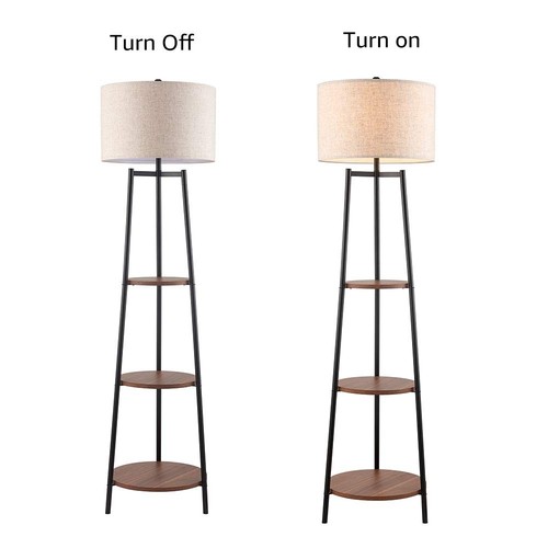 ROSEN GARDEN Floor Lamp Standing Reading Light with Shelves and Fabric Shade ... - Picture 3 of 8