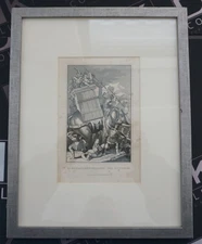 Antique Engraving Battle of Elephants Pyrrhus c.1850 German Historical Framed