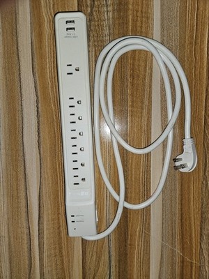 Global Industrial 12'' 5+1 Outlet Strip & Surge Protector w/USB Ports, 900...