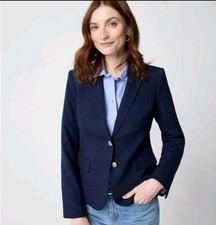 J.Crew Schoolboy Blazer Womens 4 Navy Blue Wool Blend Gold Button Lined Jacket