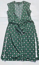 Ann Taylor Black With White Green Flower Pattern Wrap Dress XS USED EXCELLENT