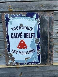 OLD ENAMELLED PLATE CAKES CALVE DELFT DOUBLE SIDED ENAMEL.ALS STARSBURG