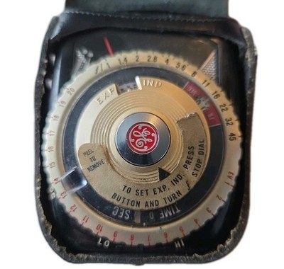 Vintage GE PR-3 Golden Crown Exposure Meter w/ Leather Case 1950s Analog Camera
