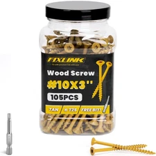 Wood Screws 3 Inch, Deck Screws #10 X 3, 105 PCS, Epoxy Coated, T25 Star Bit ab