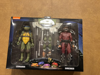 NECA TMNT Roof Top Battle Leonardo vs Shredder 7'' Scale Figure Set New Sealed