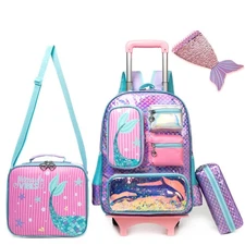 Mermaids Rolling Backpack for Girl School Backpack for Schoolbags with Wheels...