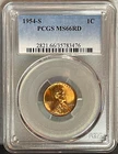 1954-S 1c Lincoln Wheat Cent PCGS MS66RD