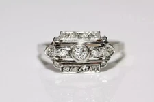 Vintage Art Deco Style Lab Created Diamond Engagement 14K White Gold Finish Ring