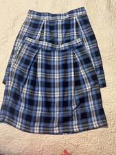 Lands End Girls Sz 10 Clear Blue Plaid Uniform Pleated Skorts Lot Of 2