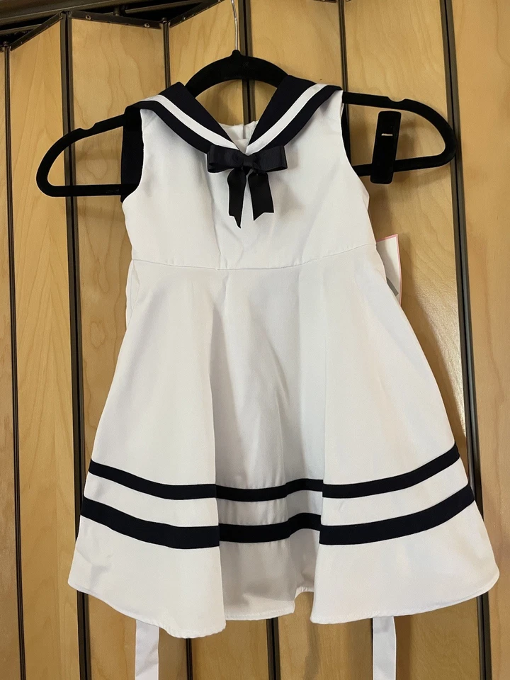 Vestido Marinero Edición Rara con Sombrero Blanco, Talla 3T con OG Lord+Taylor Box Nuevo con Etiquetas Foto 2 de 4
