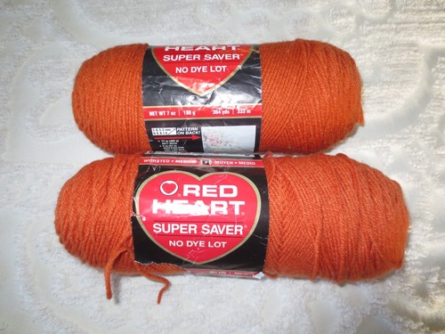 2 - 7 oz. Skeins RED HEART SUPER SAVER 4 Med. #0256 CARROT Acrylic Yarn - Picture 2 of 5