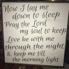 Prayer Now I Lay Me Down To Sleep Sign Wall Wood Art Nursery Rustic 30 X 30