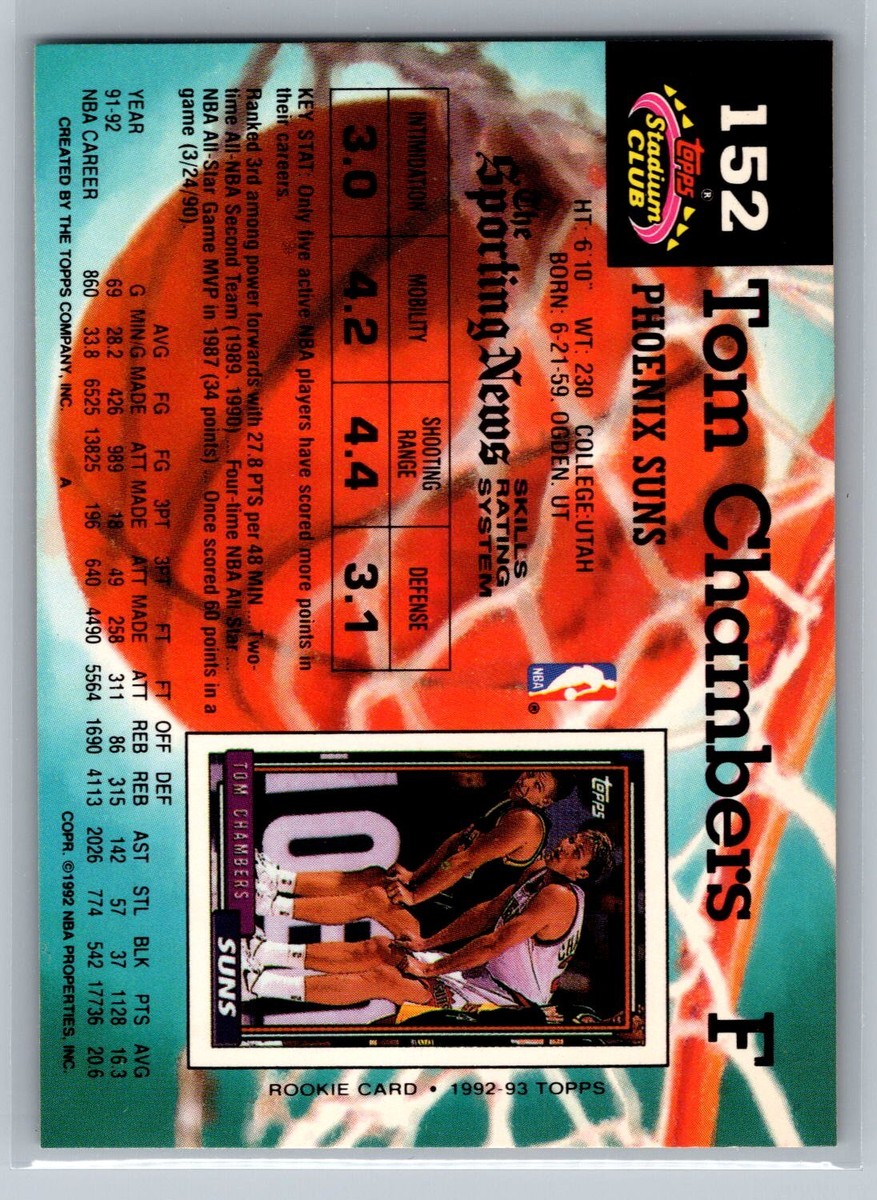 Tom Chambers 1992-93 Stadium Club BASKETBALL #152 Phoenix Suns | eBay