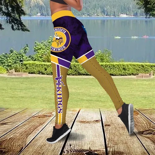 Minnesota Team Football Leggings Yoga Pants, Vikings Team Football Leggings, Vikings Game Day Football Leggings