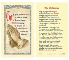 Laminated Serenity Prayer THE DIFFERENCE Holy Prayer Card Catholic Praying Hands