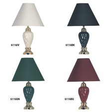 NEW Modern 4-Color Ceramic Body w/ Matching Fabric Shade 24" Table Lamp 6116