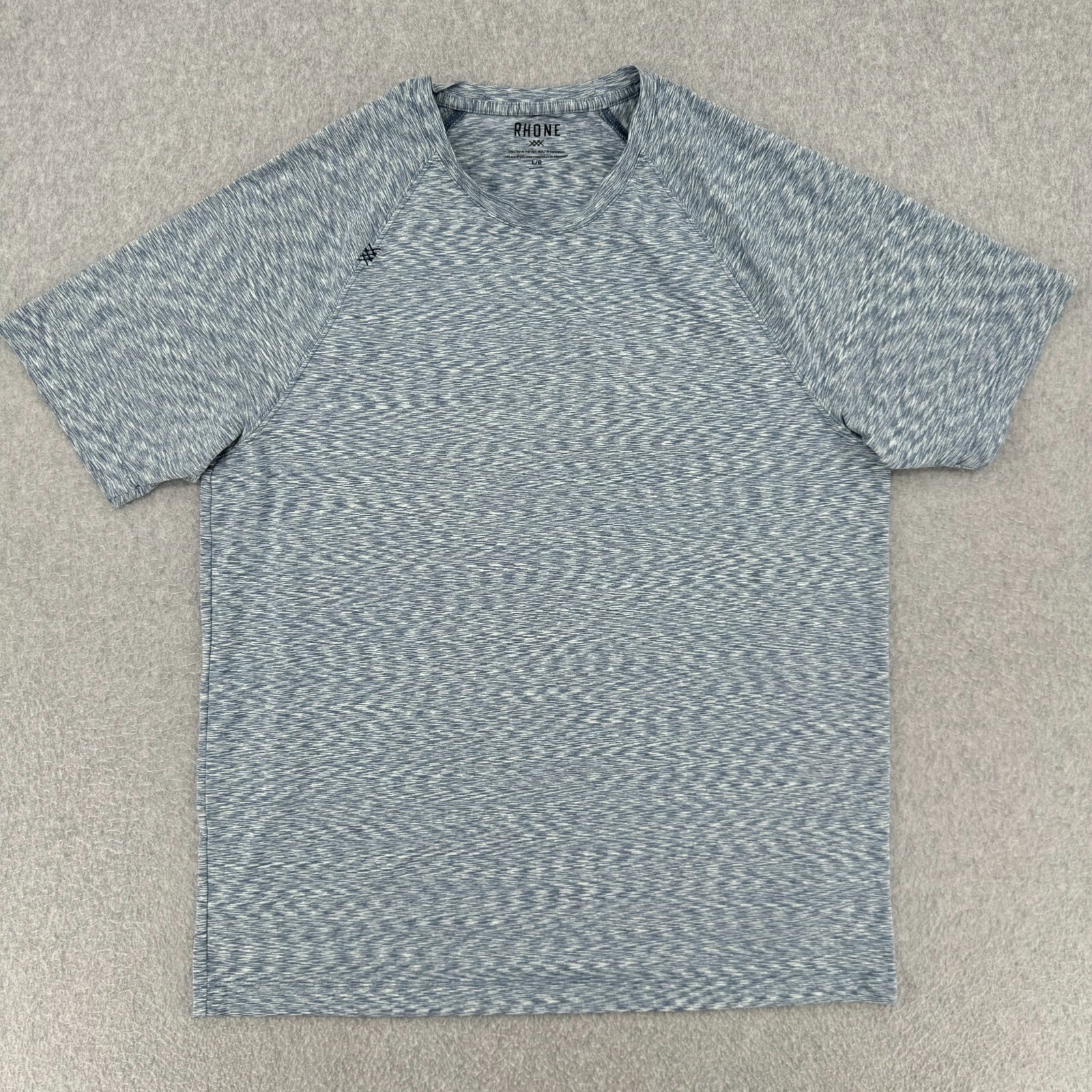 Rhone Shirt Mens Large Blue Reign Short Sleeve Performance Running Workout Gym