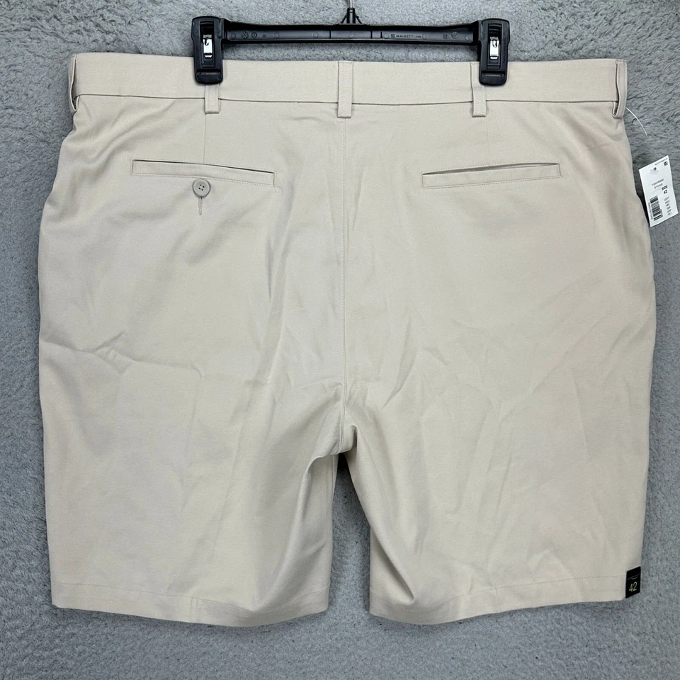Pantalones Cortos Chinos Roundtree Yorke Para Hombres Rendimiento 42X9 Beige Calce Clásico Elastizados NUEVO Foto 3 de 4