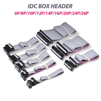 IDC Box Header 2,54mm Flachbandkabel Leitungen 6P bis 26Polig Verbindungskabel