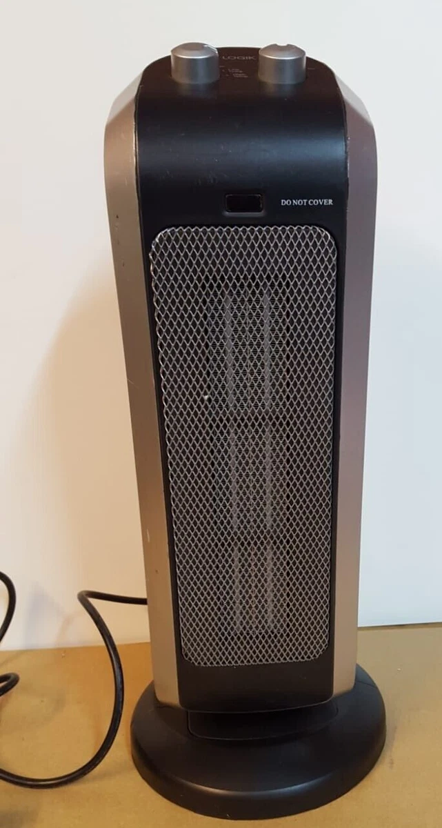 Logik L20CTH17 Portable Hot u0026amp; Cool Ceramic Tower Heater - Black u0026amp;  Silver code: 6 | eBay