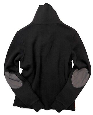 Prada Sport Black Wool Zip Sweater Grey Elbow Patches Prada Sport Black Wool Zip Sweater Grey Elbow Patches
