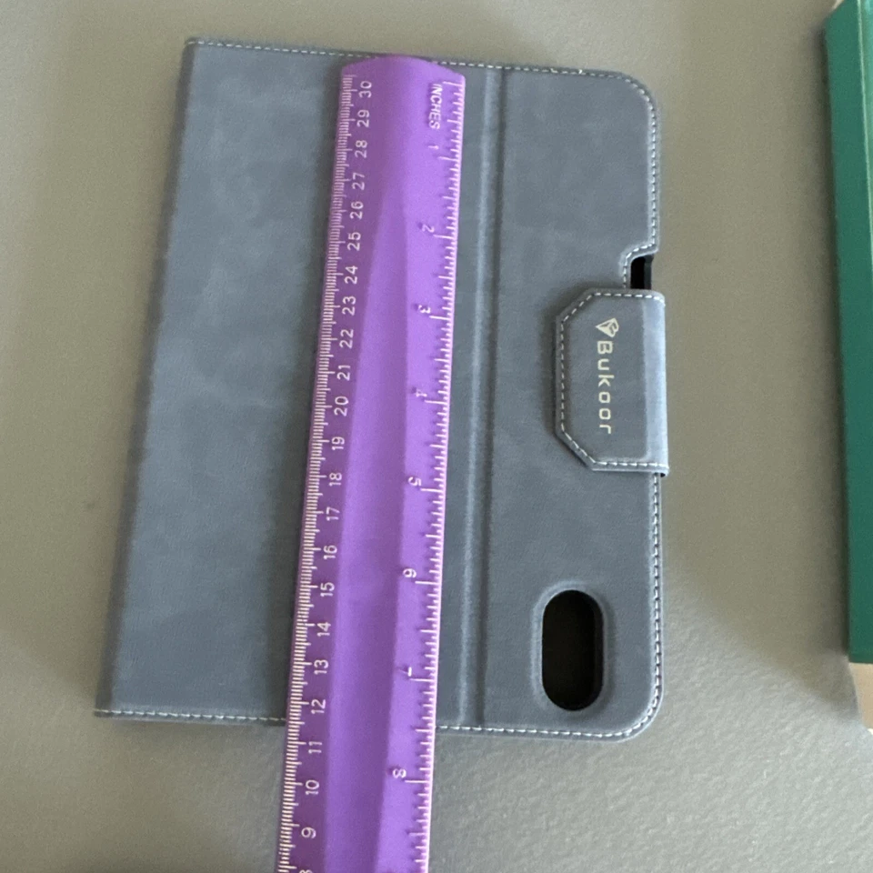 Apple iPad Mini Case BuKoor Gray Blue Suede Magnetic Cover w/ Pencil Holder - Image 3 of 4