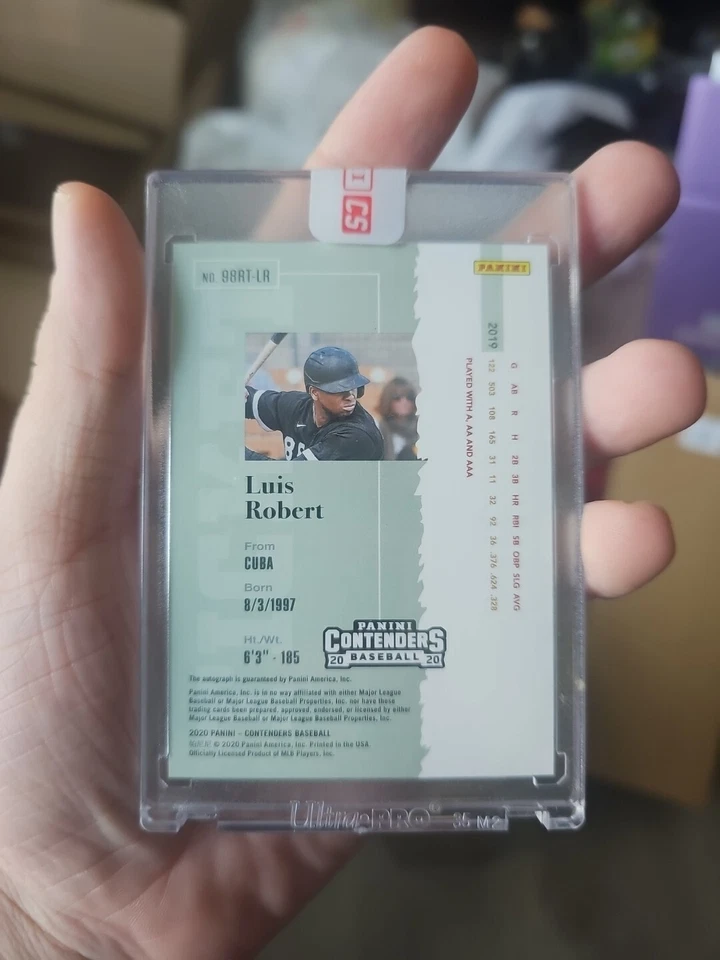 2020 Panini Contenders Luis Robert Draft Ticket Red Rookie Auto Autograph RC#/75 - Image 2 of 2