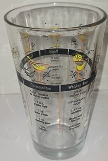 Mid Century Vintage Libbey Cocktail Mixer Glass Drink Recipes Bar Accessories