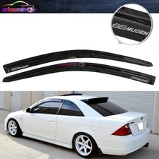 Fit 01-05 Honda Civic Em2 2dr Coupe Window Visor Guard Deflector W Silver Mugen Fit 01-05 Honda Civic Em2 2dr Coupe Window Visor Guard Deflector W Silver Mugen