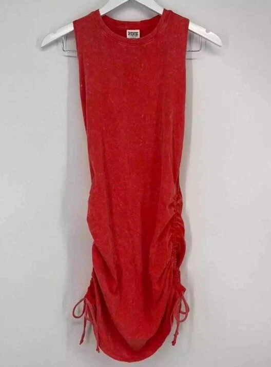 UNDERCOVER Abito da serbatoio Victoria's Secret ROSA arancione arricciato laterale piccolo nuovo con etichette