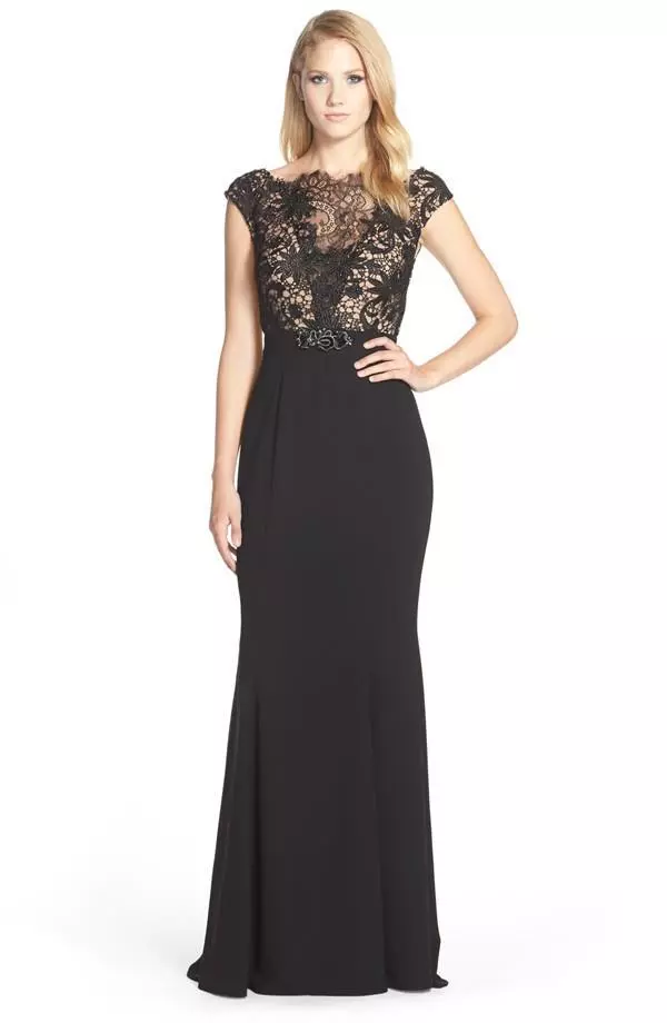 Terani couture floral top embroidered lace gown