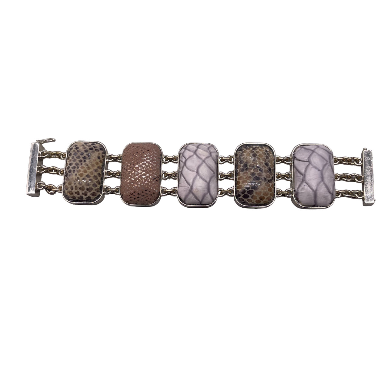 Animal Print Rectangular link Multi-Link Bangle B… - image 1
