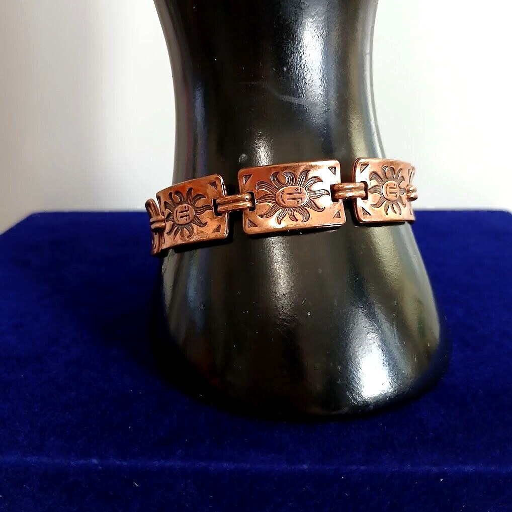 Solid Embossed Copper Panel Bracelet ~ Length 7 i… - image 6