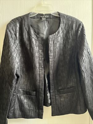 Brandon Thomas Women s Jacket XL Black Elegant Coat Night Out Open Textured EUC