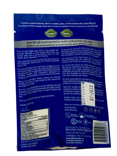 Celtic Sea Salt Fine Ground, Gluten-Free, Non-GMO, Kosher, Vital Mineral, 1/4 LB - Picture 3 of 7