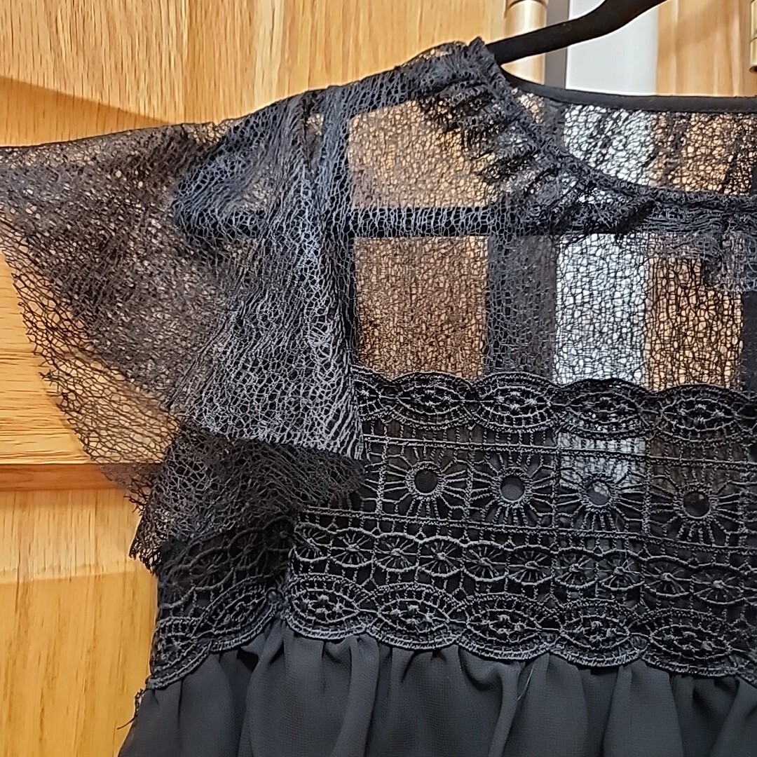 ZARA BASIC COLLECTION Black Pleated Lace Trimmed … - image 3