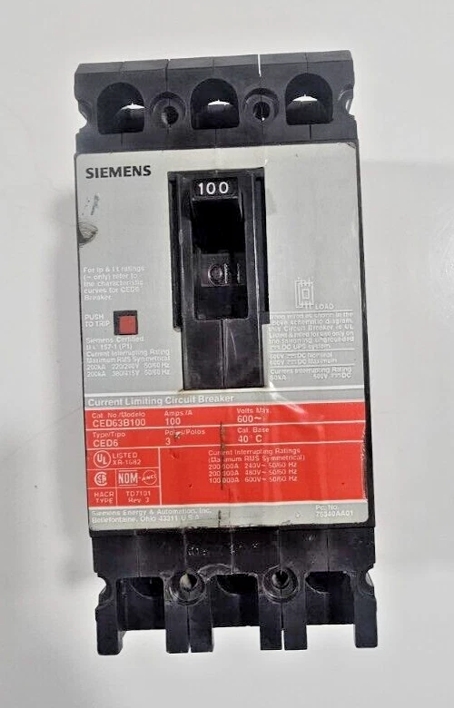 SIEMENS CED63B100 Used Working Power Distribution Circuit Breaker