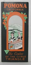 1928 Pomona California brochure, citrus triangle, with bird's-eye map