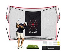 Golf Net, 10x7ft Heavy Duty Golf Practice Net with Golf Mat, Target Cloth, 8 ...