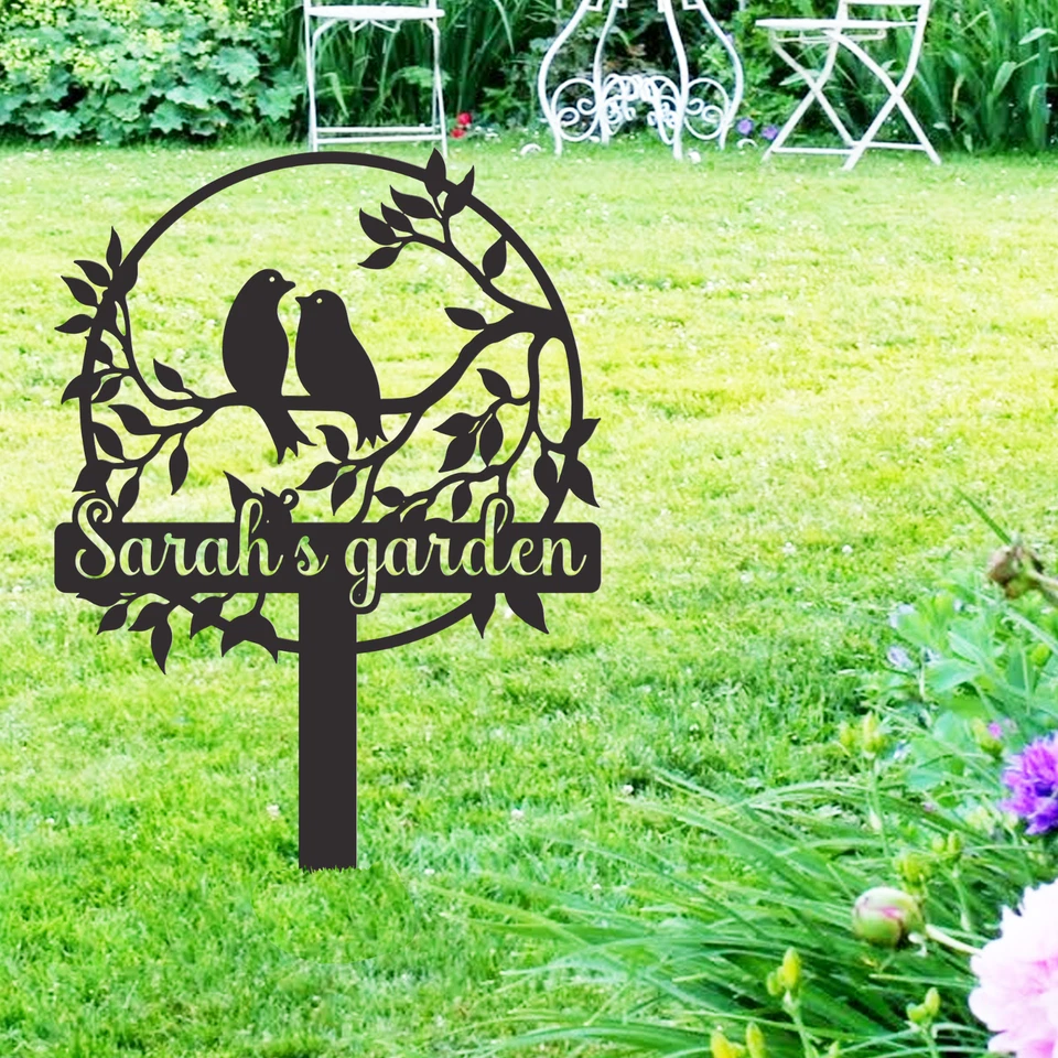Custom Garden Sign with Stake, Metal Bird Garden Sign, Granny Garden Sign - Image 4 of 4