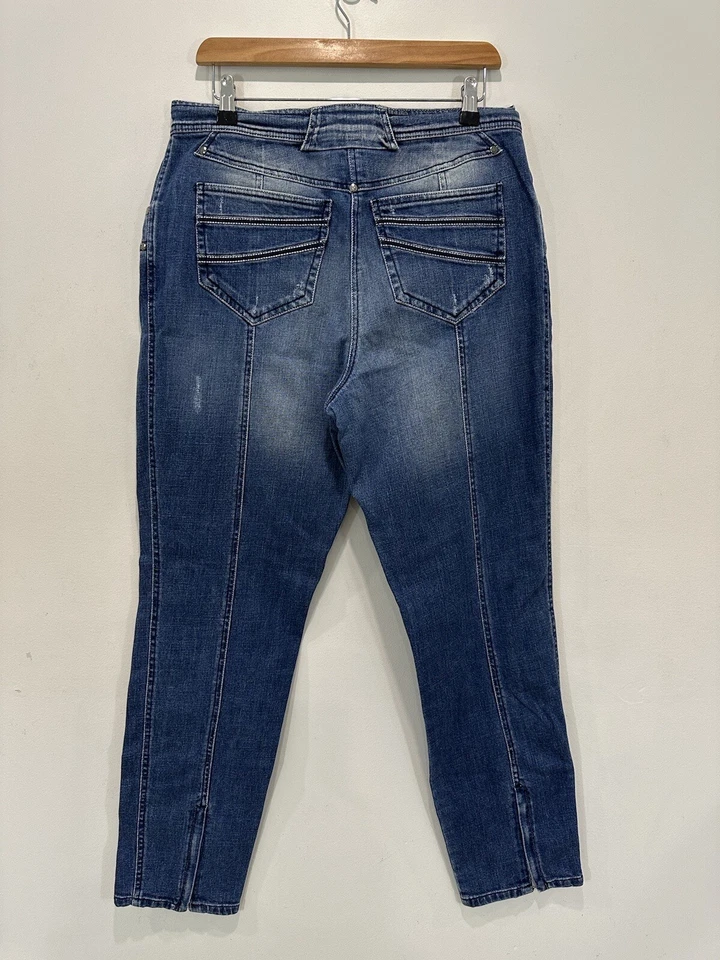 Женские джинсы Marina Rinaldi 32x30 синяя джинсовая ткань с высоким подъемом на лодыжке на молнии легкие эластичные - Изображение 2 из 4