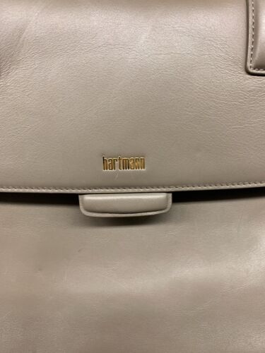 Hartmann Leather Satchel Bag Taupe Top Handle Crossbody Shoulder Purse - Picture 3 of 15