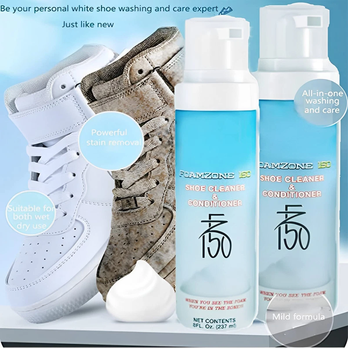 Sneaker Shoe Whitener Cleaner Restorer that Cleans Yellow Soles