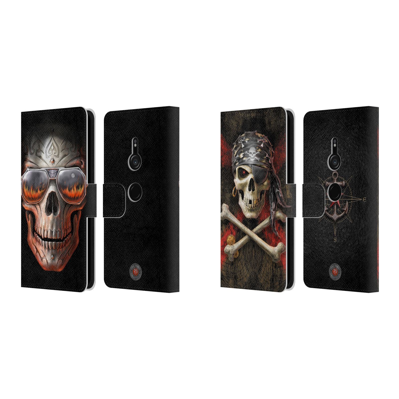 Anne Stokes Skull Leather Book Wallet Cover for Sony Phones