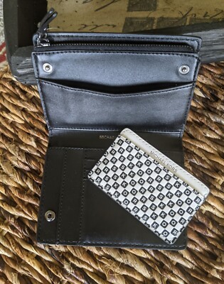 NWT Michael Kors MONEY PIECES Wallet With Separate Card Case Black