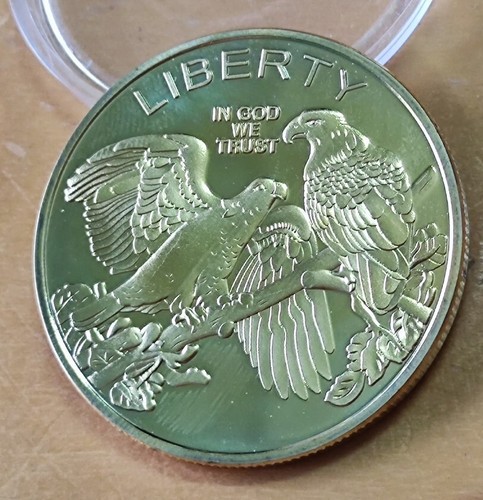 United States Of America USA Eagle gold color medal medallion souvenir coin - Picture 7 of 8