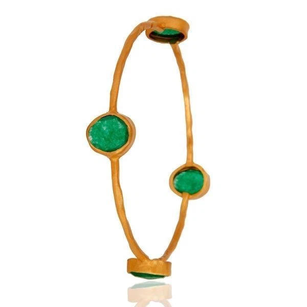 Brazalete Brazalete Verde Aventurina Chapado en Oro 18K Plata de Ley 925 Regalos Joyería Foto 2 de 4