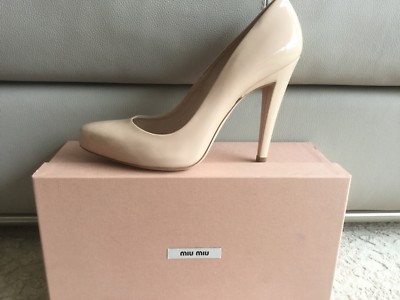 Miu Miu patent leather pumps high heels new size 39 F. powder tone 
