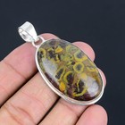 Fruit Jasper Gemstone Handmade 925 Sterling Silver Jewelry Pendant 2.32"